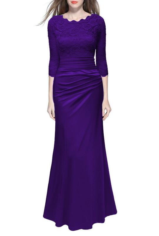 SZ60022-2 Womens Lace Pleated Wedding Gown Dress